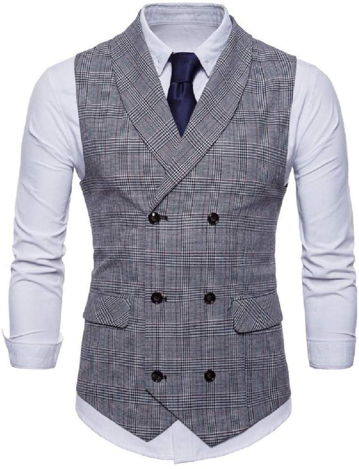 sweattang - Chaleco de Cintura para Hombre, Doble Pecho, Formal para Hombre