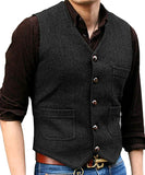 Pretygirl - Chaleco para Hombre con Cuello en V, 5 Botones, Cuello en V, Lana de Espiga, Casual