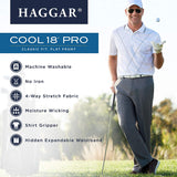Haggar Cool 18 Pro pantalón de Cintura expandible con Parte Frontal Plana y Ajuste clásico para Hombre