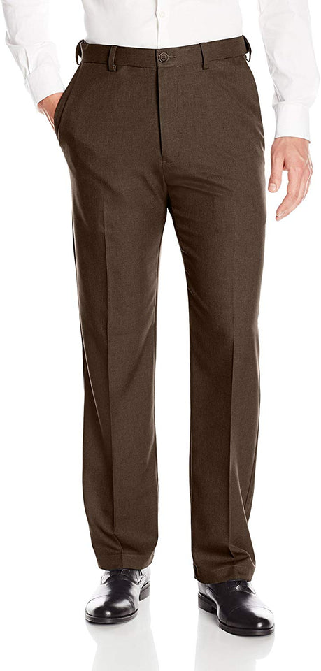 Haggar Cool 18 Pro pantalón de Cintura expandible con Parte Frontal Plana y Ajuste clásico para Hombre