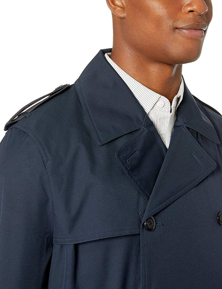 London Fog Fraser - Chubasquero Corto de Doble Pecho Abrigo Impermeable para Hombre