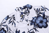 Hombres Aloha camisa hawaiana en Azul Marino Floral Blanco