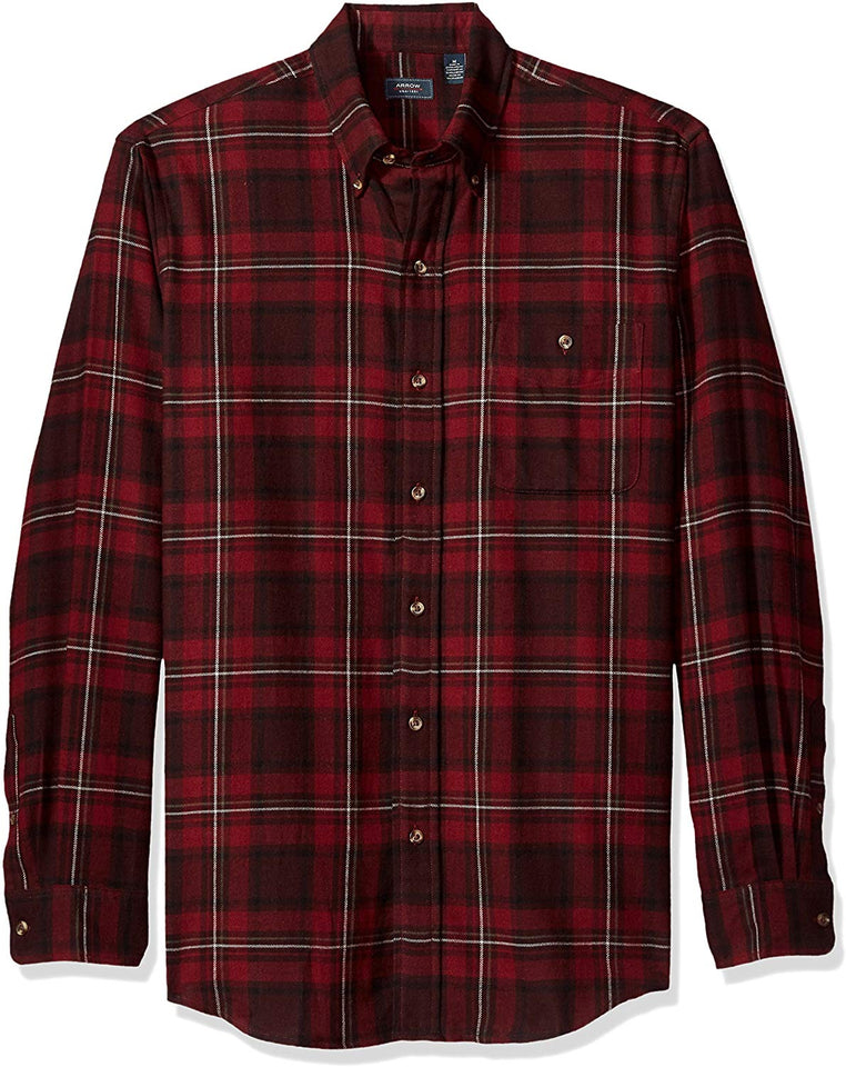 Arrow - Camisa de Franela de Manga Larga para Hombre