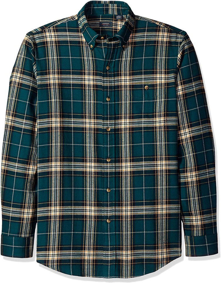 Arrow - Camisa de Franela de Manga Larga para Hombre