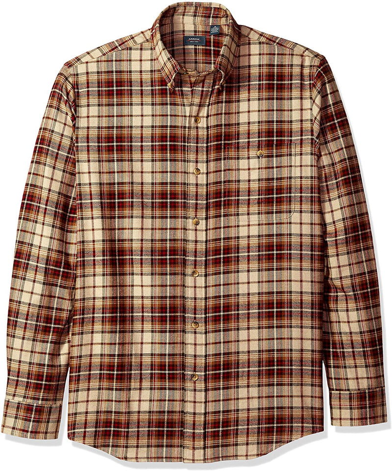 Arrow - Camisa de Franela de Manga Larga para Hombre